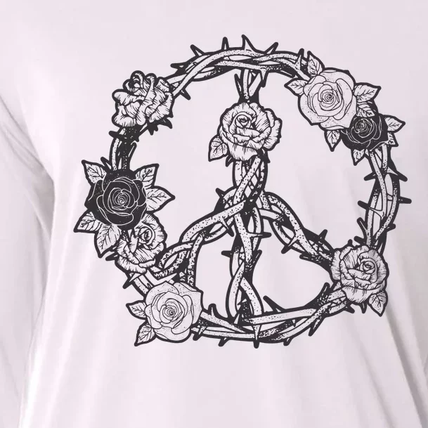 Peace Symbol Roses And Thorns Cooling Performance Long Sleeve Crew