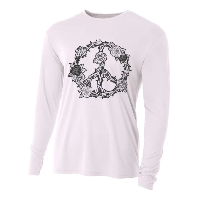 Peace Symbol Roses And Thorns Cooling Performance Long Sleeve Crew