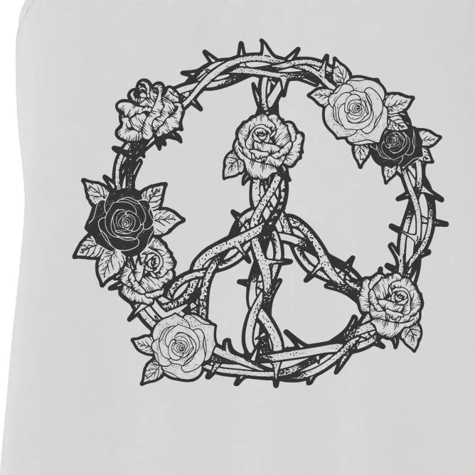 Peace Symbol Roses And Thorns Women's Racerback Tank