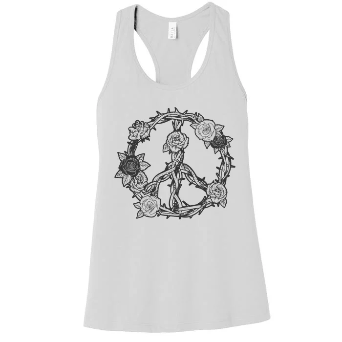 Peace Symbol Roses And Thorns Women's Racerback Tank