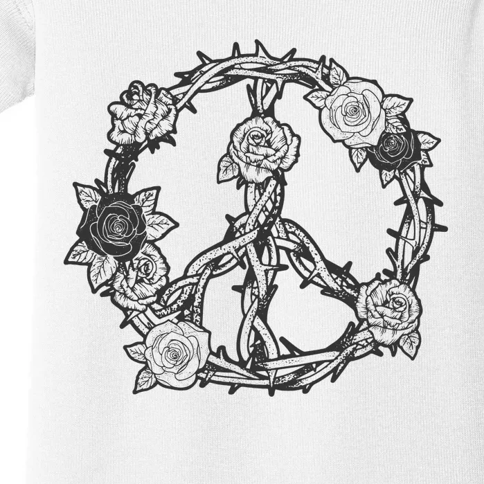 Peace Symbol Roses And Thorns Baby Bodysuit