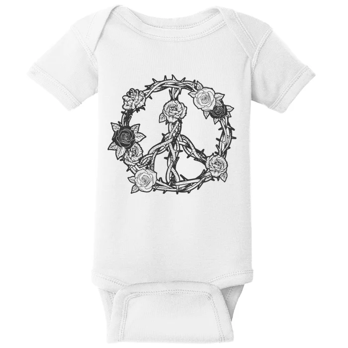 Peace Symbol Roses And Thorns Baby Bodysuit