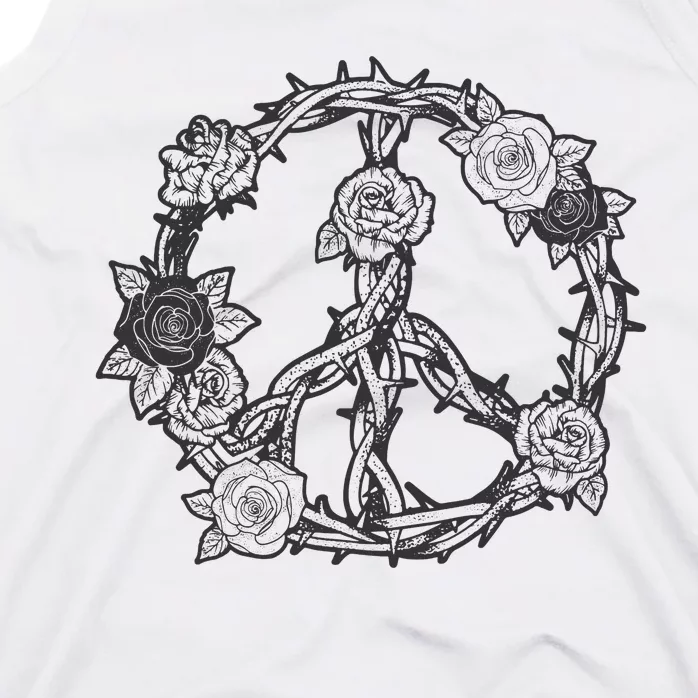 Peace Symbol Roses And Thorns Tank Top