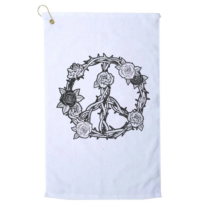 Peace Symbol Roses And Thorns Platinum Collection Golf Towel