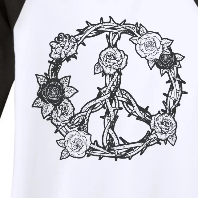 Peace Symbol Roses And Thorns Women's Tri-Blend 3/4-Sleeve Raglan Shirt