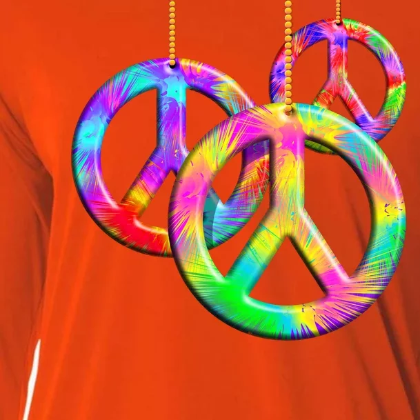 Peace Symbols Psychedelic Necklace Cooling Performance Long Sleeve Crew