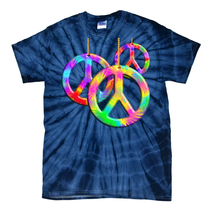 Peace Symbols Psychedelic Necklace Tie-Dye T-Shirt | TeeShirtPalace