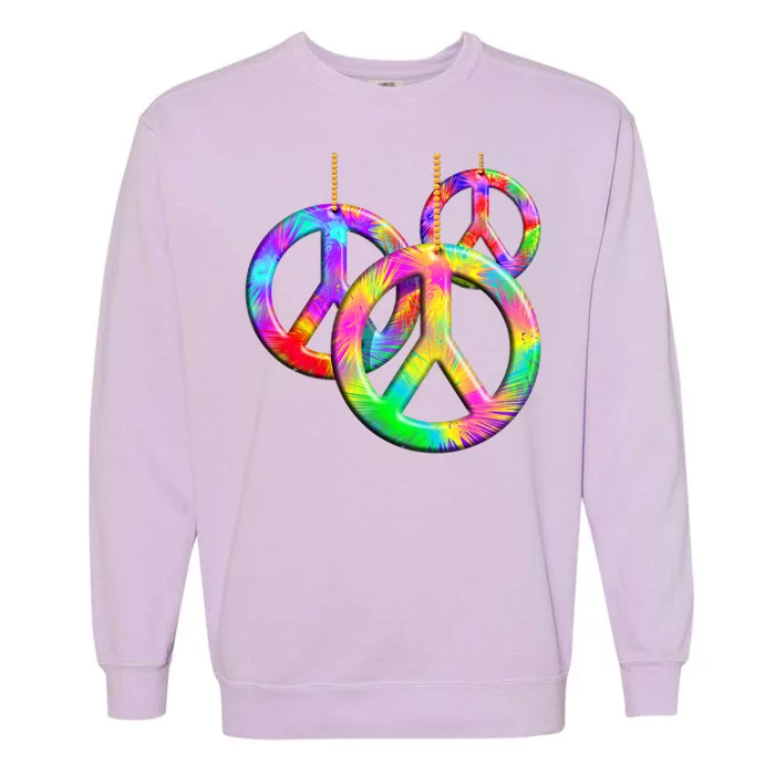 Peace Symbols Psychedelic Necklace Garment-Dyed Sweatshirt