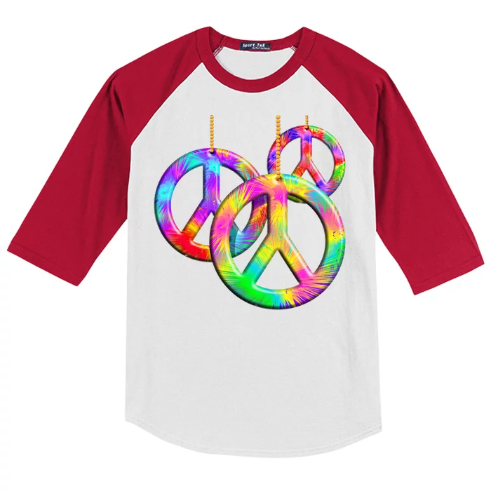 Peace Symbols Psychedelic Necklace Kids Colorblock Raglan Jersey