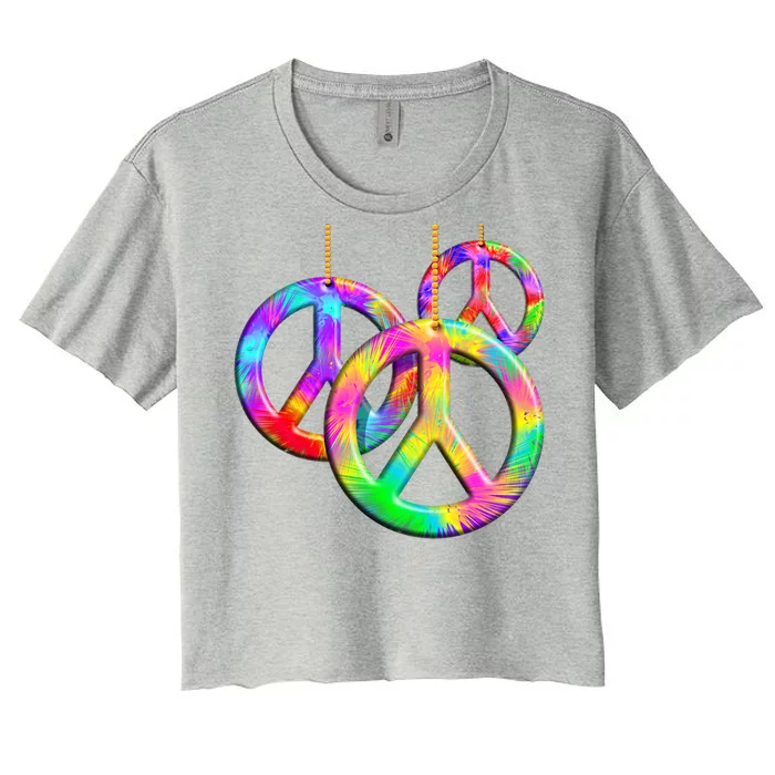 Peace Symbols Psychedelic Necklace Women's Crop Top Tee