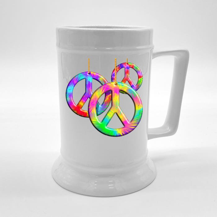 Peace Symbols Psychedelic Necklace Front & Back Beer Stein