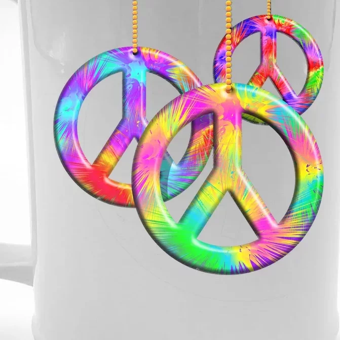 Peace Symbols Psychedelic Necklace Front & Back Beer Stein