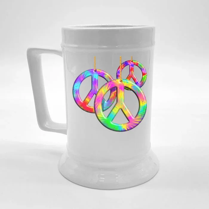 Peace Symbols Psychedelic Necklace Front & Back Beer Stein