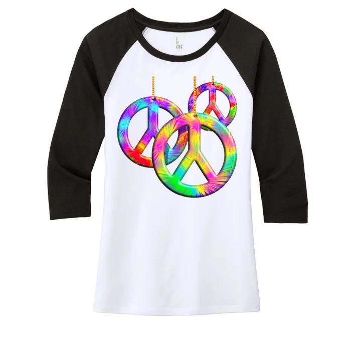 Peace Symbols Psychedelic Necklace Women's Tri-Blend 3/4-Sleeve Raglan Shirt