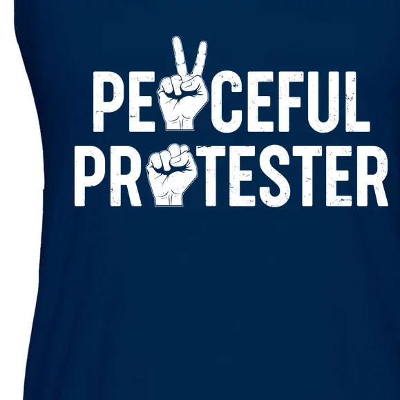 Peaceful Protester Peace Sign Protest Fist Ladies Essential Flowy Tank