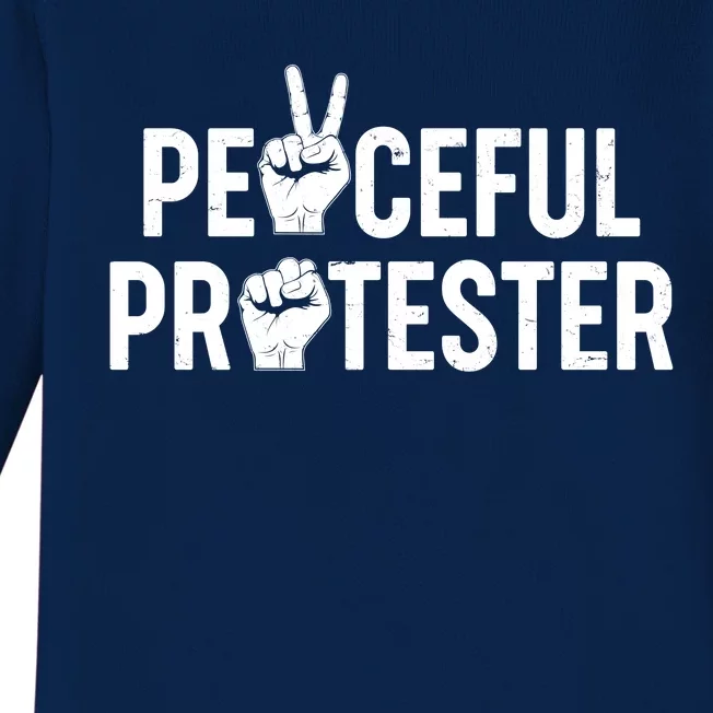 Peaceful Protester Peace Sign Protest Fist Baby Long Sleeve Bodysuit