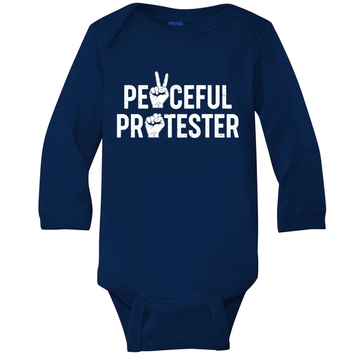 Peaceful Protester Peace Sign Protest Fist Baby Long Sleeve Bodysuit