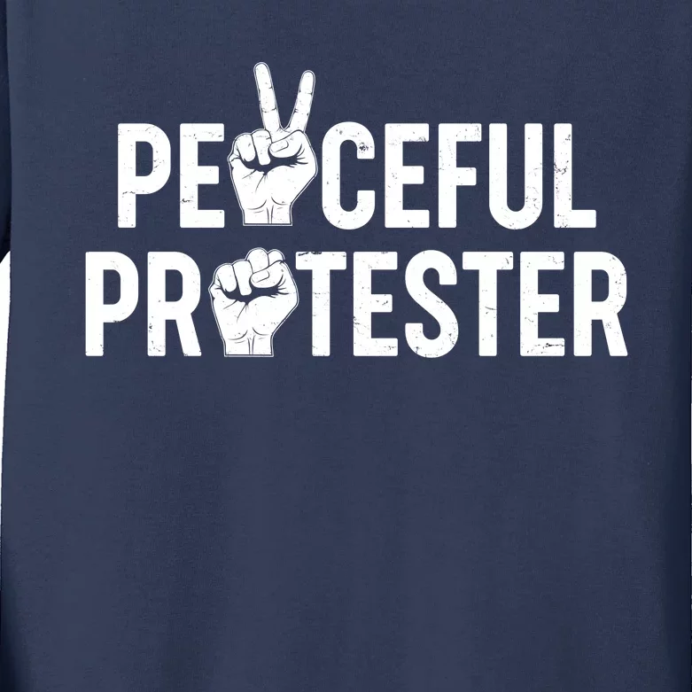 Peaceful Protester Peace Sign Protest Fist Kids Long Sleeve Shirt