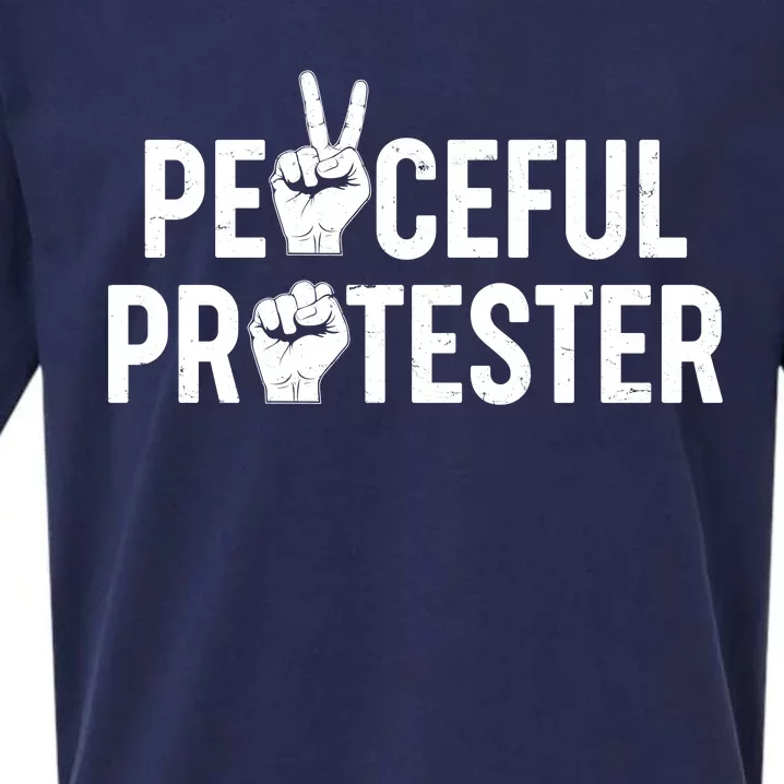 Peaceful Protester Peace Sign Protest Fist Sueded Cloud Jersey T-Shirt