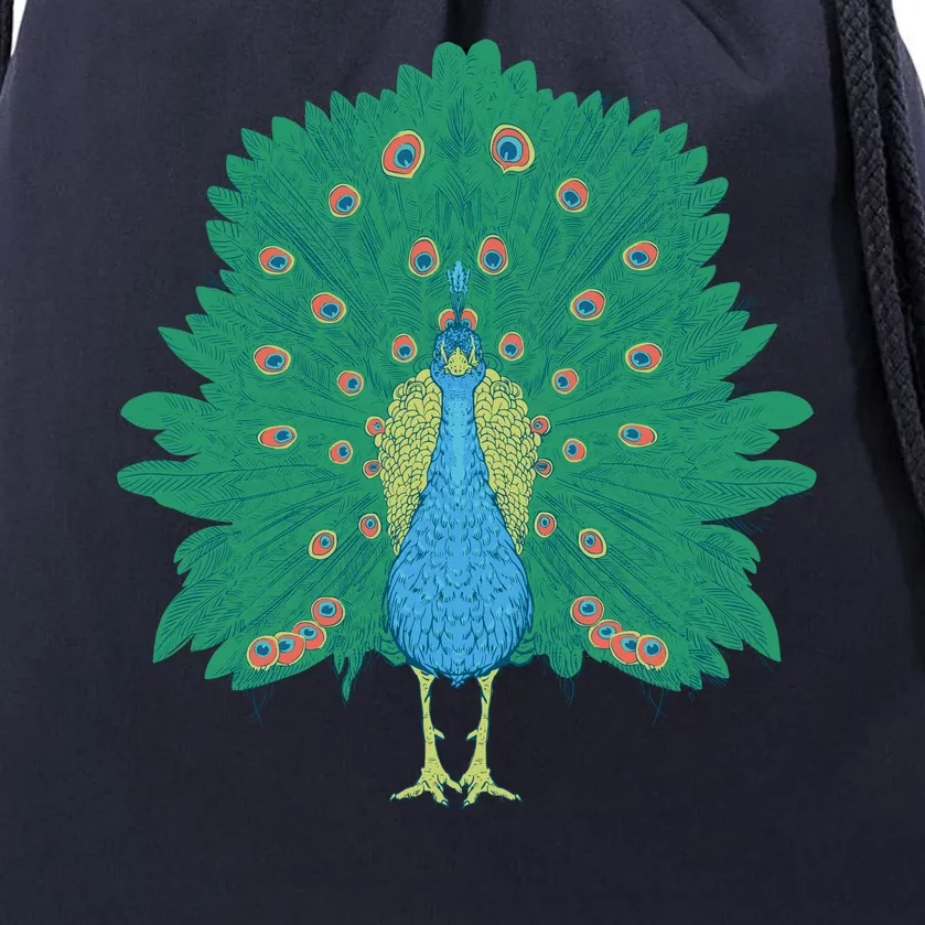 Peacock Bird Drawstring Bag