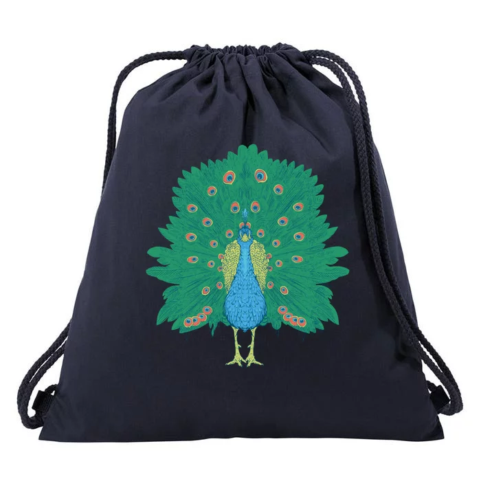 Peacock Bird Drawstring Bag