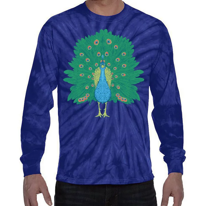 Peacock Bird Tie-Dye Long Sleeve Shirt