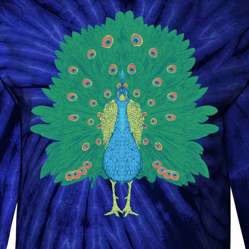 Peacock Bird Tie-Dye Long Sleeve Shirt