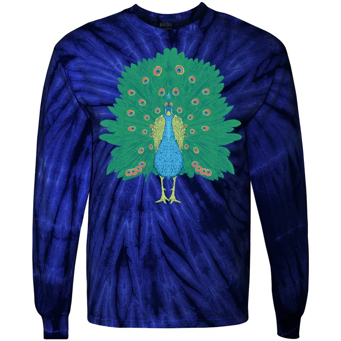 Peacock Bird Tie-Dye Long Sleeve Shirt