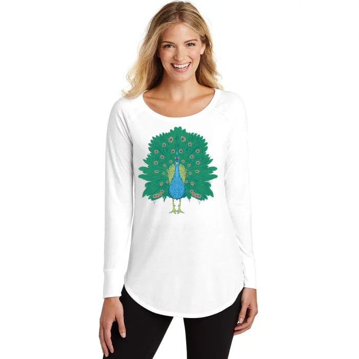 Peacock Bird Women's Perfect Tri Tunic Long Sleeve Shirt