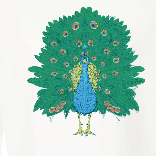 Peacock Bird Cropped Pullover Crew