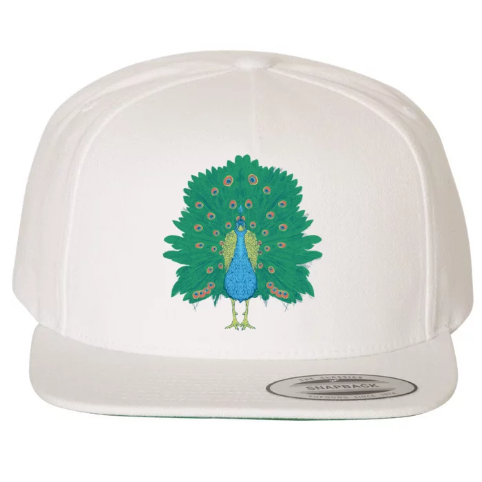 Peacock Bird Wool Snapback Cap