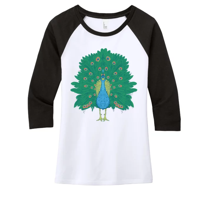 Peacock Bird Women's Tri-Blend 3/4-Sleeve Raglan Shirt