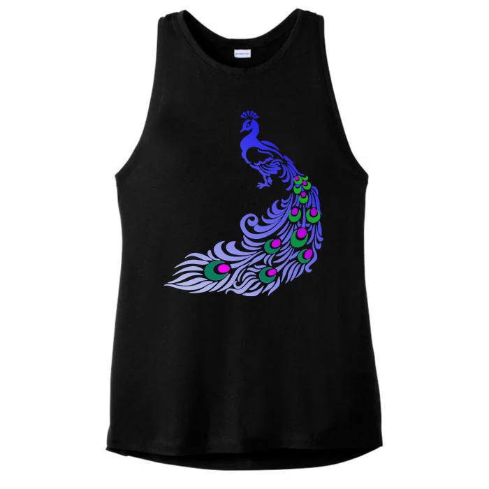 Peacock Colorful Illustration Ladies Tri-Blend Wicking Tank