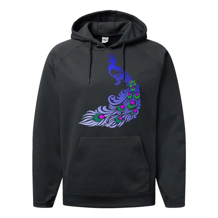 Peacock Colorful Illustration Performance Fleece Hoodie