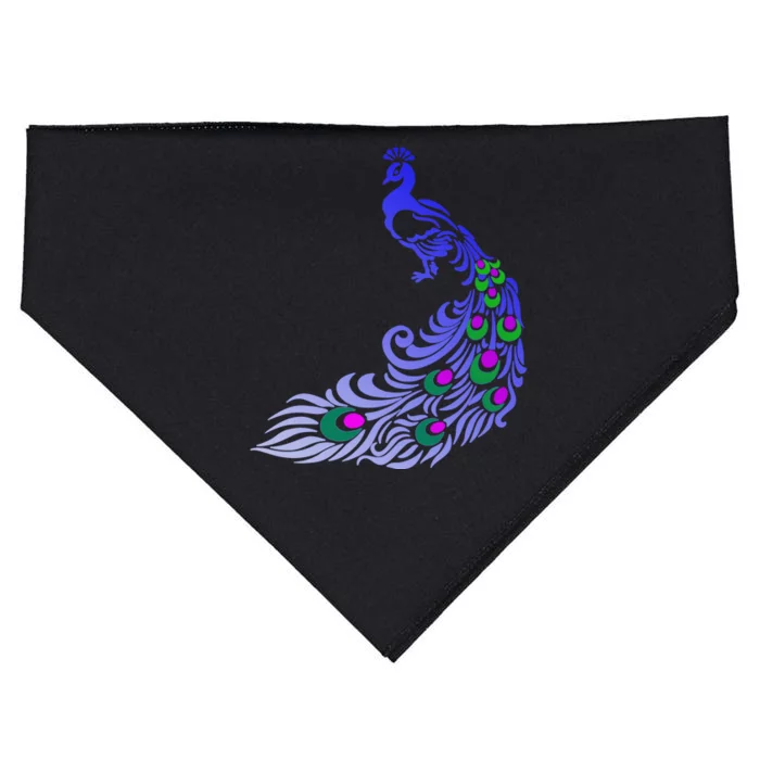 Peacock Colorful Illustration USA-Made Doggie Bandana