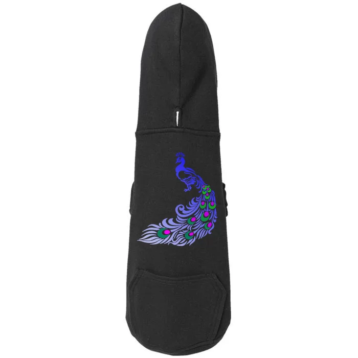 Peacock Colorful Illustration Doggie 3-End Fleece Hoodie