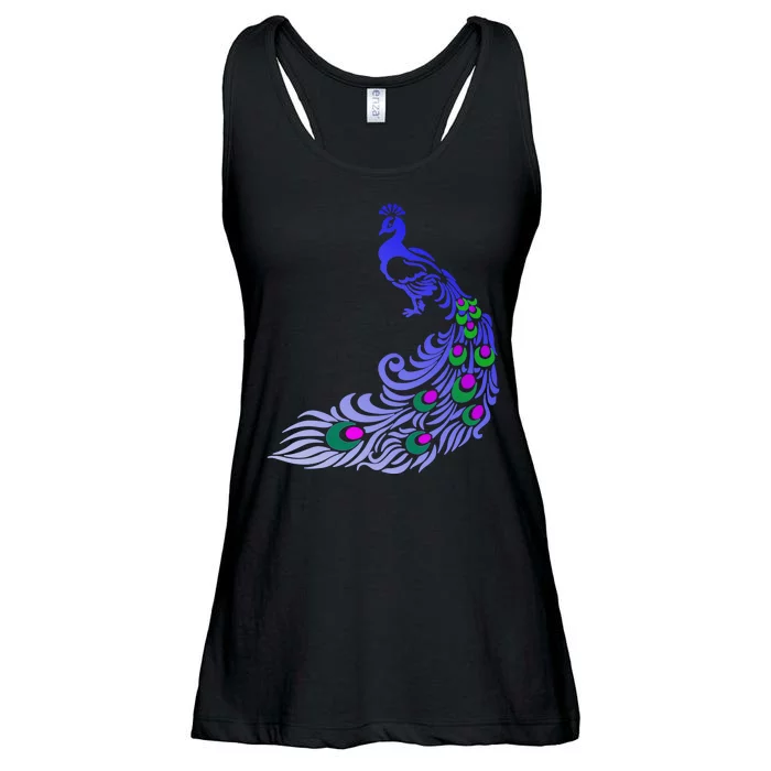 Peacock Colorful Illustration Ladies Essential Flowy Tank