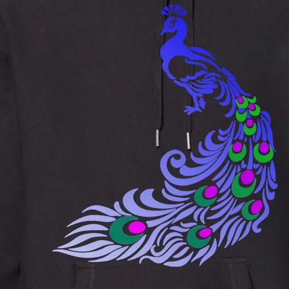 Peacock Colorful Illustration Premium Hoodie