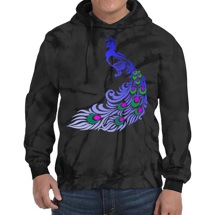 Peacock Colorful Illustration Tie Dye Hoodie