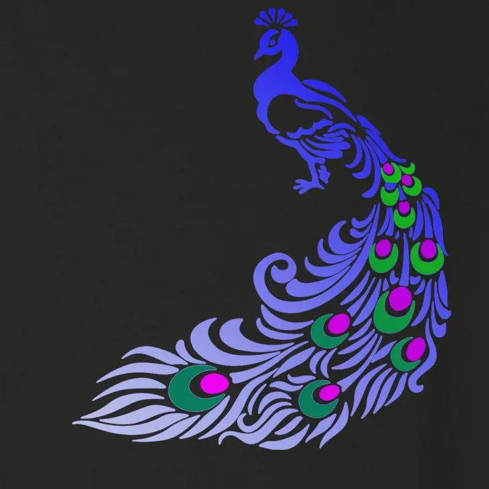 Peacock Colorful Illustration Toddler Long Sleeve Shirt