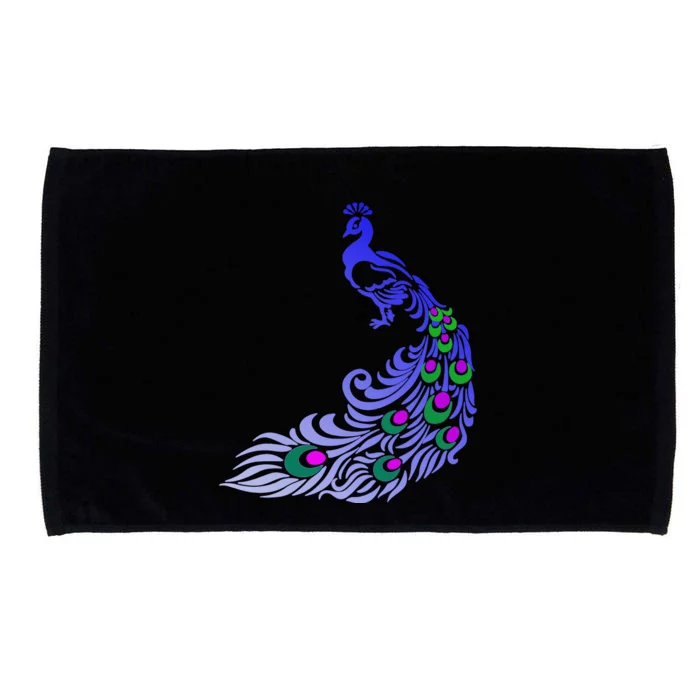 Peacock Colorful Illustration Microfiber Hand Towel