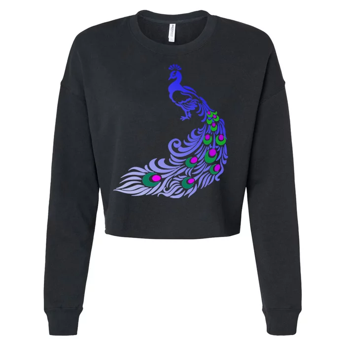 Peacock Colorful Illustration Cropped Pullover Crew