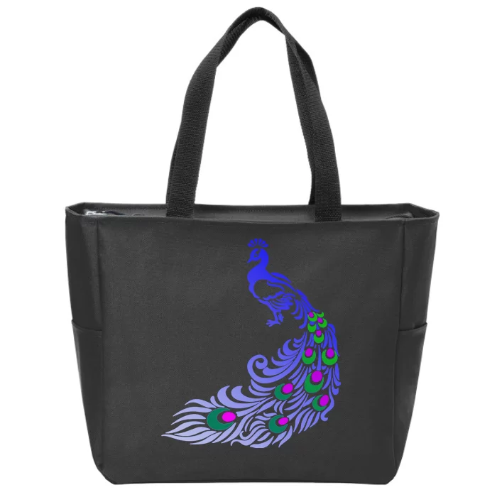 Peacock Colorful Illustration Zip Tote Bag