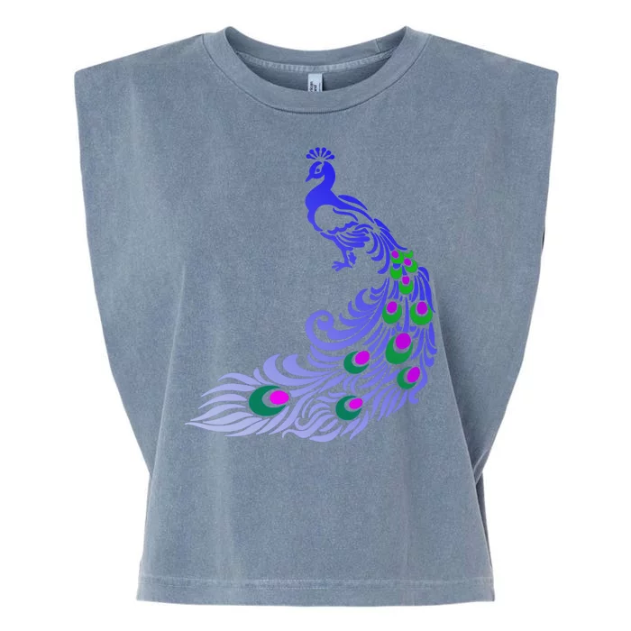 Peacock Colorful Illustration Garment-Dyed Women's Muscle Tee