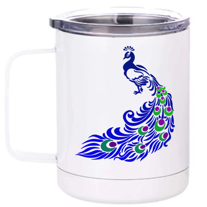 Peacock Colorful Illustration Front & Back 12oz Stainless Steel Tumbler Cup