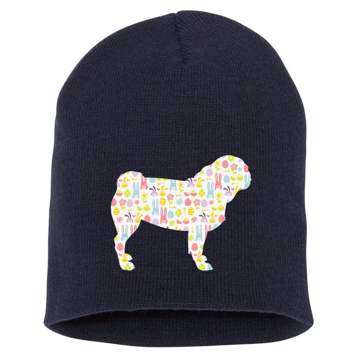 Pug Easter Bunny Dog Silhouette Short Acrylic Beanie