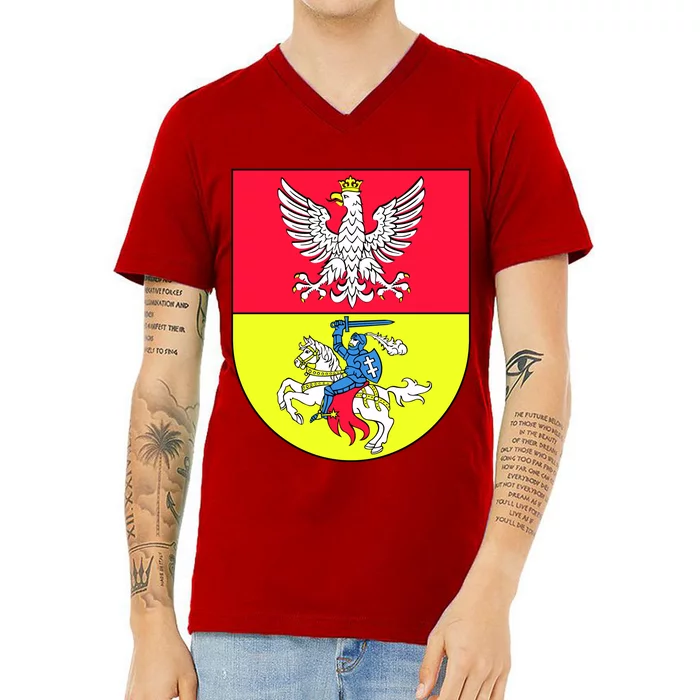 Polish Eagle Bialystok Coat Of Arms City V-Neck T-Shirt