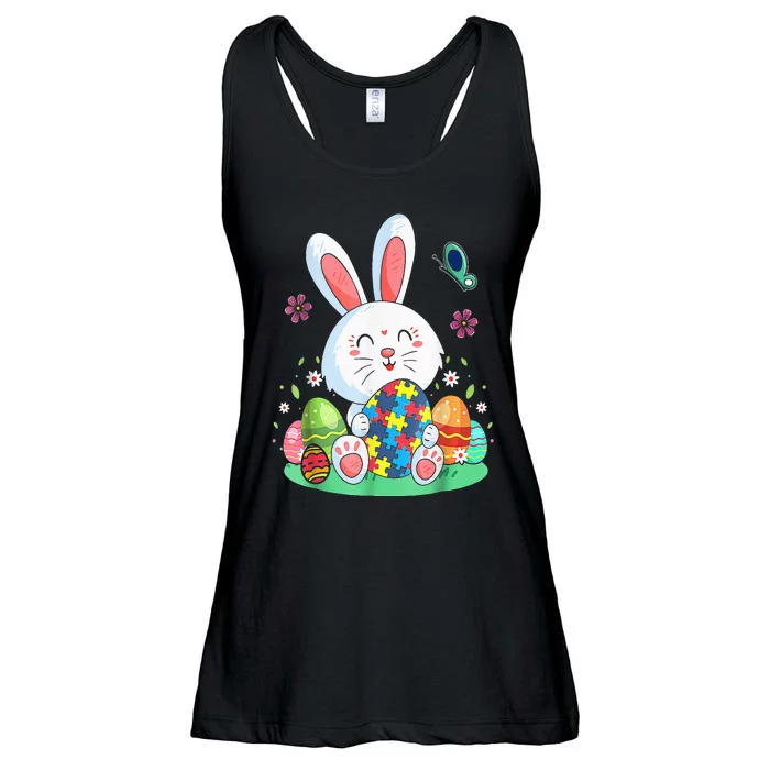 Puzzle Easter Bunny Eggs Easter Autism Awareness Ladies Essential Flowy Tank