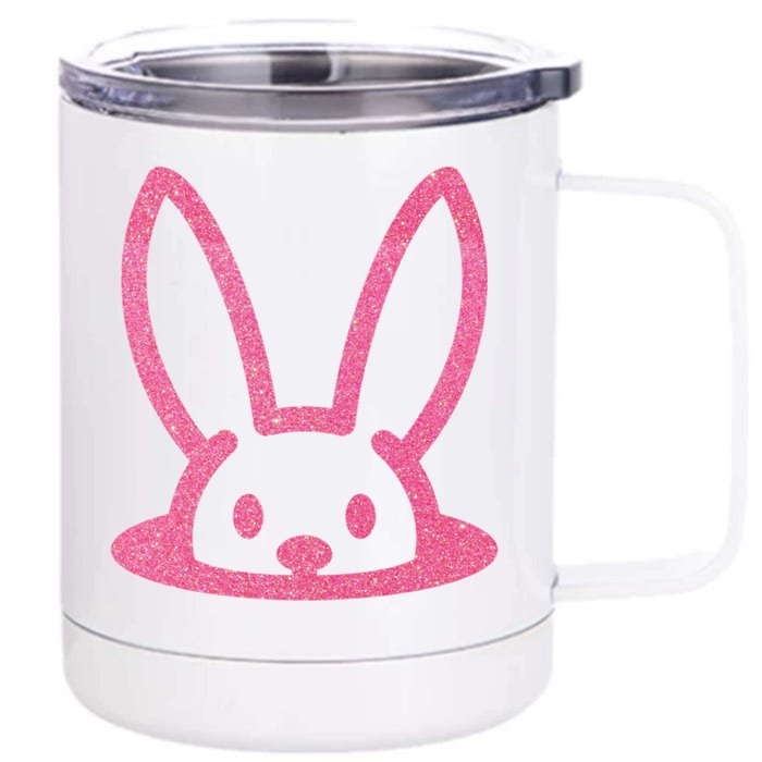 Peaking Easter Bunny Cute Front & Back 12oz Stainless Steel Tumbler Cup