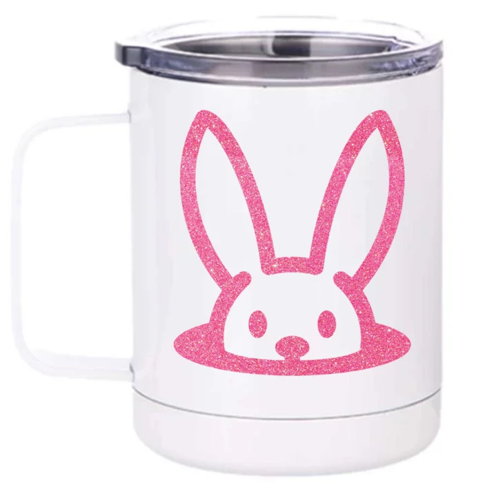 Peaking Easter Bunny Cute Front & Back 12oz Stainless Steel Tumbler Cup